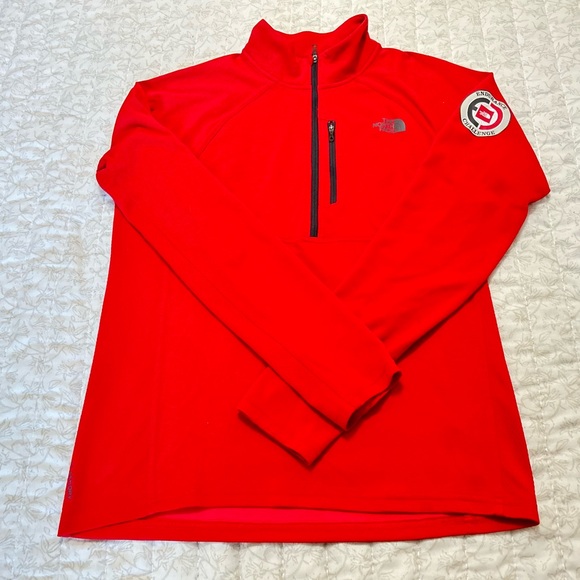Men’s The North Face Red Long Sleeve 1/2 Zip Up Med Endirance Challenge - Picture 5 of 6